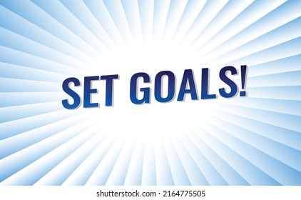 set goals word concept vector illustration with blue lines modern futuristic 3d style for landing page template ui web mobile app poster banner flyer background gift card coupon label wallpaper