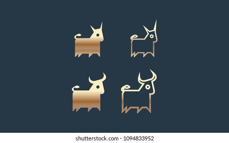 Set of Goat and Cow Logo illustration Icon Vector Template