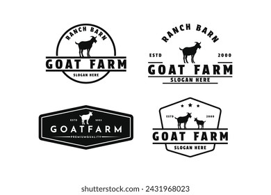 set of goat farm logo design vintage retro label and badge
