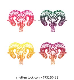 Set of Goat Head Illustration White background. Vector illustration