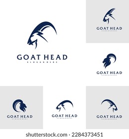 Set of Goat Head logo template, Creative Goat logo design vector