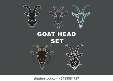 a set of goat head vector art illustration