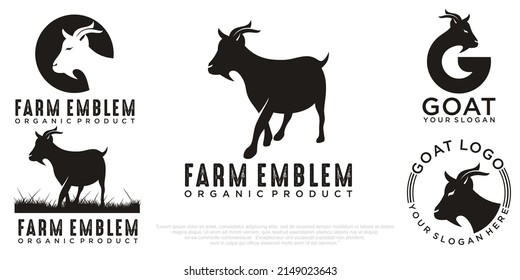 set of goat logo design vector