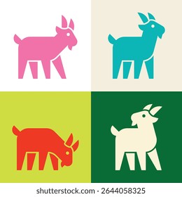 Set of Goat logo. Icon design. Template elements