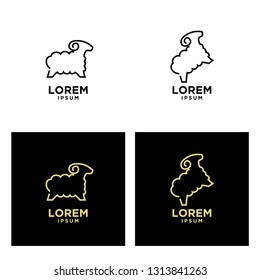 set goat sheep rams line standing logo icon designs vector simple black illustration