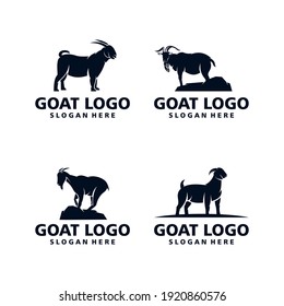 Set of goat silhouette logo