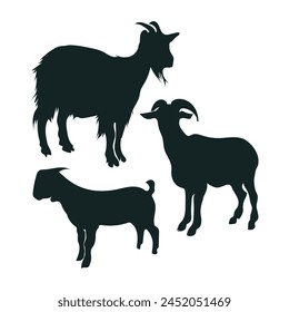 Set Of Goat Silhouette Vector