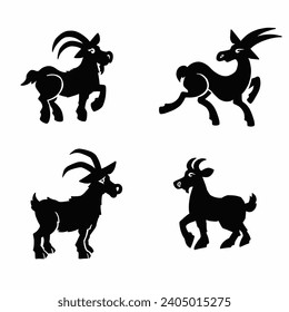 Set of goat Silhouettes vector illustration