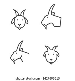 Set of goat vector illustration with simple line design suitable for icon or logo 