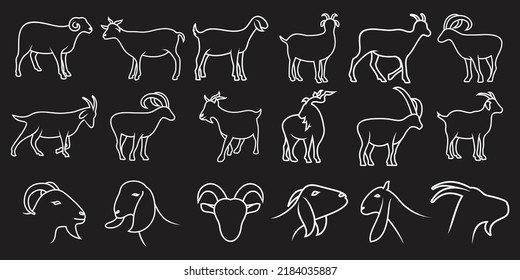 Set of goat vector illustration with simple line design suitable for icon or logo