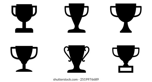 Conjunto de copa o copa de trofeo Vector pictograma símbolo símbolo diseño UI y UX, glifos