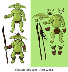 Set of goblins v1. Goblin Shaman
Vector cartoon goblin shaman body parts and his equipment