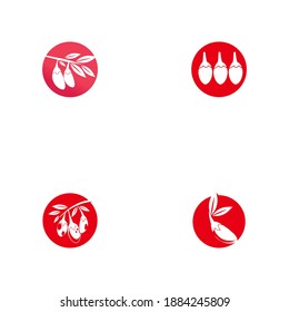 Set Goji berries logo. Isolated goji berries on white background