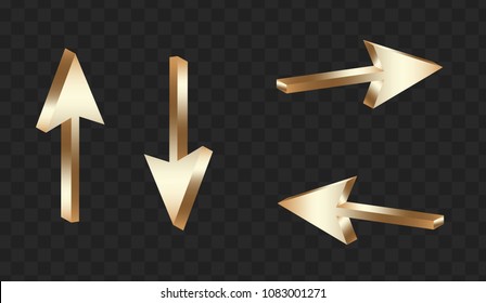 Set of gold Arrows. High resolution 