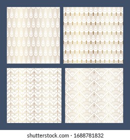 Set of gold art deco geometric seamless pattern