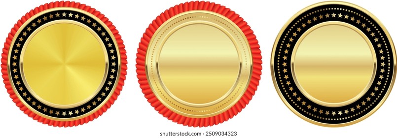Definir rótulo dourado Insígnia vazio rótulo realista