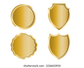 Set of gold badges and banners . frames or badges gold plates isolated on a white background vector illustration