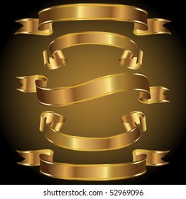 a set of gold banners