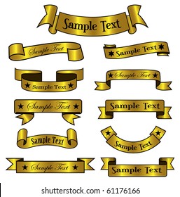 set of gold banners