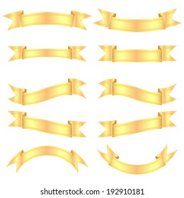 Set gold banners isolated on white background
