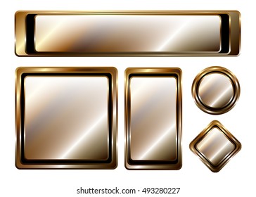 A set of gold banners. On transparent background, in vector