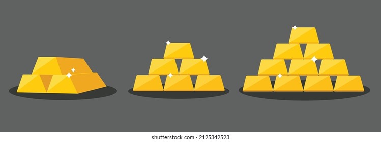 set of gold bar icon vector illustration