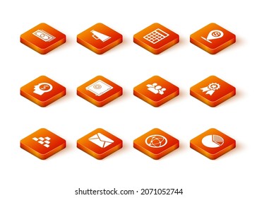Establece barras Gold, sobre, mente de planificación del hombre de negocios, seguro, red social y icono del grupo Usuarios. Vector
