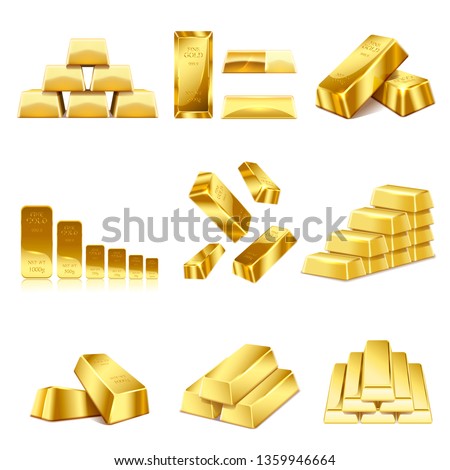 Set of gold bars icon. Financial concept. Vector illustration.