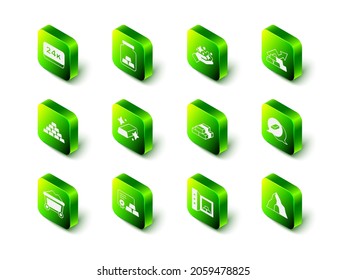 Set Gold bars, mine, Growth arrow with gold, Stacks paper money cash, Safe and certificate icon. Vector