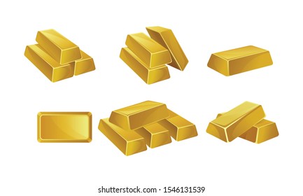 Set of gold bars. Vector illustration on a white background.