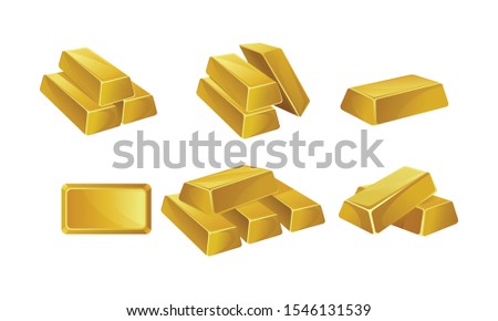 Set of gold bars. Vector illustration on a white background.