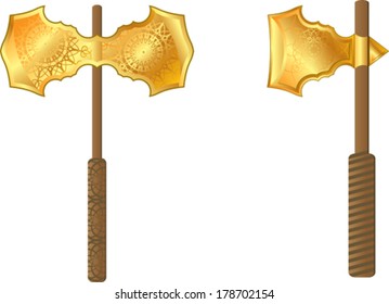 Set of gold battle axe