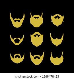 set of gold Beard logo icon design vector illustration