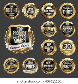 Set of  Gold and Black Badges. 