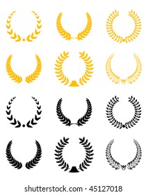 Set of gold and black laurel wreaths or logo template. Jpeg version is also available