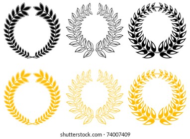 Set of gold and black laurel wreaths - also as emblem. Jpeg version also available