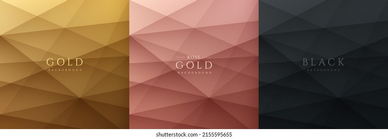 Conjunto de fondo abstracto de oro, negro y rosa con líneas de solapamiento de gradiente dinámico. Lujo y concepto elegante. Diseño moderno y sencillo de la colección de banners de plantillas. Vector EPS10