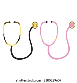 
Set of gold and black and pink and gold stethoscopes isolated on white background. Vector illustration for medical and health banners, prints and sheets
