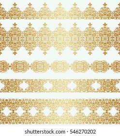Set of gold borders on a white background