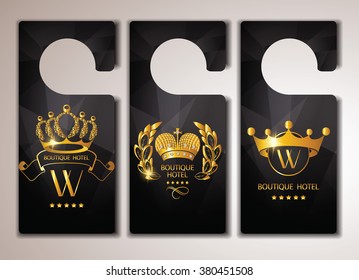 Set of gold boutique hotel door tags