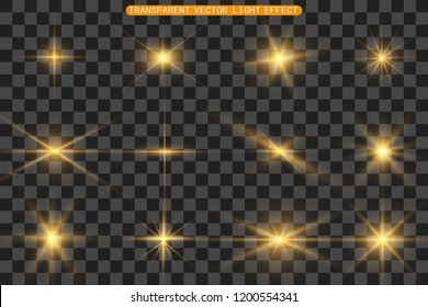 
Set Of Gold Bright Beautiful Stars. Light Effect Bright Star. Beautiful Light For Illustration. Christmas Star. White Sparks Sparkle With A Special Light. Vector Sparkles On Transparent Background