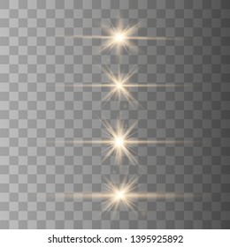 
Set of gold bright beautiful stars. Light effect Bright Star. Christmas star. gold sparks sparkle gold a special light. Vector sparkles on transparent background. Vector illustration eps10.