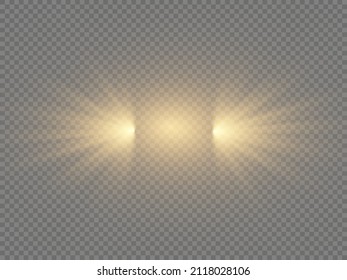 Set of gold bright beautiful stars. Golden glitter and glare. Yellow sparks sparkle with a special light. Bright flashes. Magical explosion with star dust. Sun flash. Christmas vector illustration.