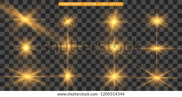 
Set of gold bright beautiful stars. Light
effect Bright Star. Beautiful light for illustration. Christmas
star. White sparks sparkle with a special light. Vector sparkles on
transparent background