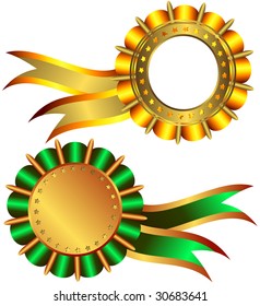 Set of gold and bronze  medals with  ribbons on white background (vector)