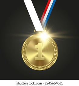 Set of gold, bronze and silver. Award medals isolated on transparent background. Vector illustration of winner concept.