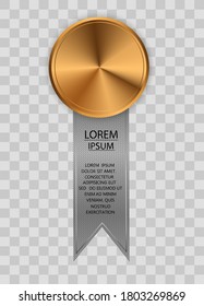 Juego de oro, bronce y plata. Concurso de premios, medalla de premios y banner de texto. Medallas de premio aisladas en un fondo transparente. Ilustración vectorial del concepto del ganador.