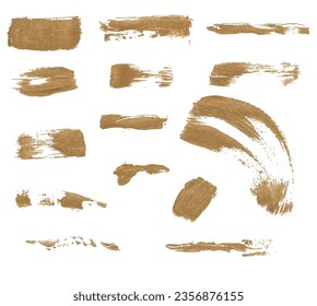 Set of gold brushes. Dirty artistic design elements.