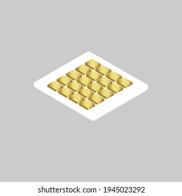 Juego de botones dorados sobre un fondo gris. Icono para el diseño web. 