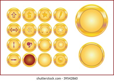 Set of gold buttons. Vector  illustration